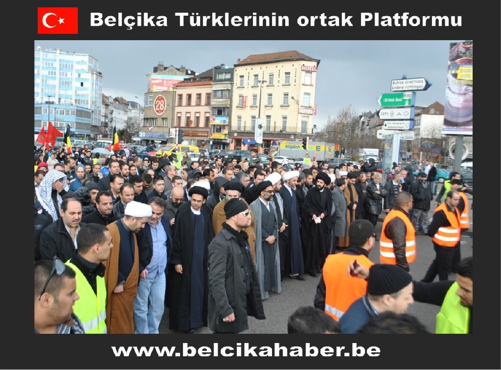 ŞEHİT EDİLEN ŞEYH ABDULLAH'A YÖNELİK SALDIRIYI BRÜKSEL'DE BİNLERCE KİŞİ  KINADI