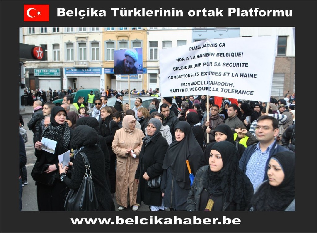 ŞEHİT EDİLEN ŞEYH ABDULLAH'A YÖNELİK SALDIRIYI BRÜKSEL'DE BİNLERCE KİŞİ  KINADI