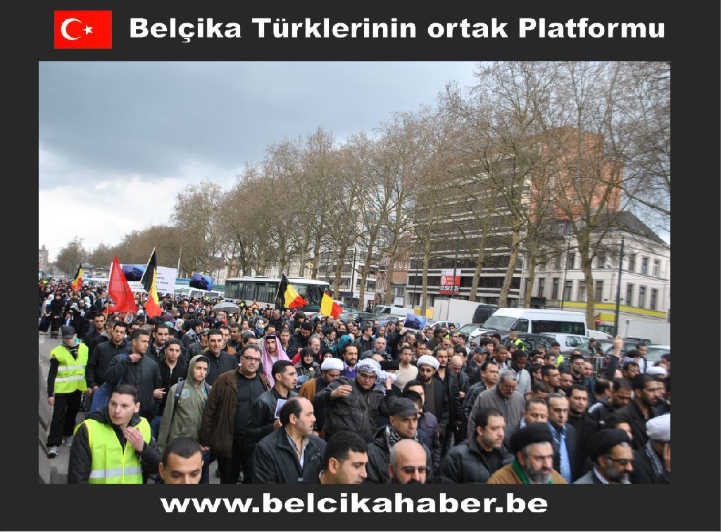 ŞEHİT EDİLEN ŞEYH ABDULLAH'A YÖNELİK SALDIRIYI BRÜKSEL'DE BİNLERCE KİŞİ  KINADI