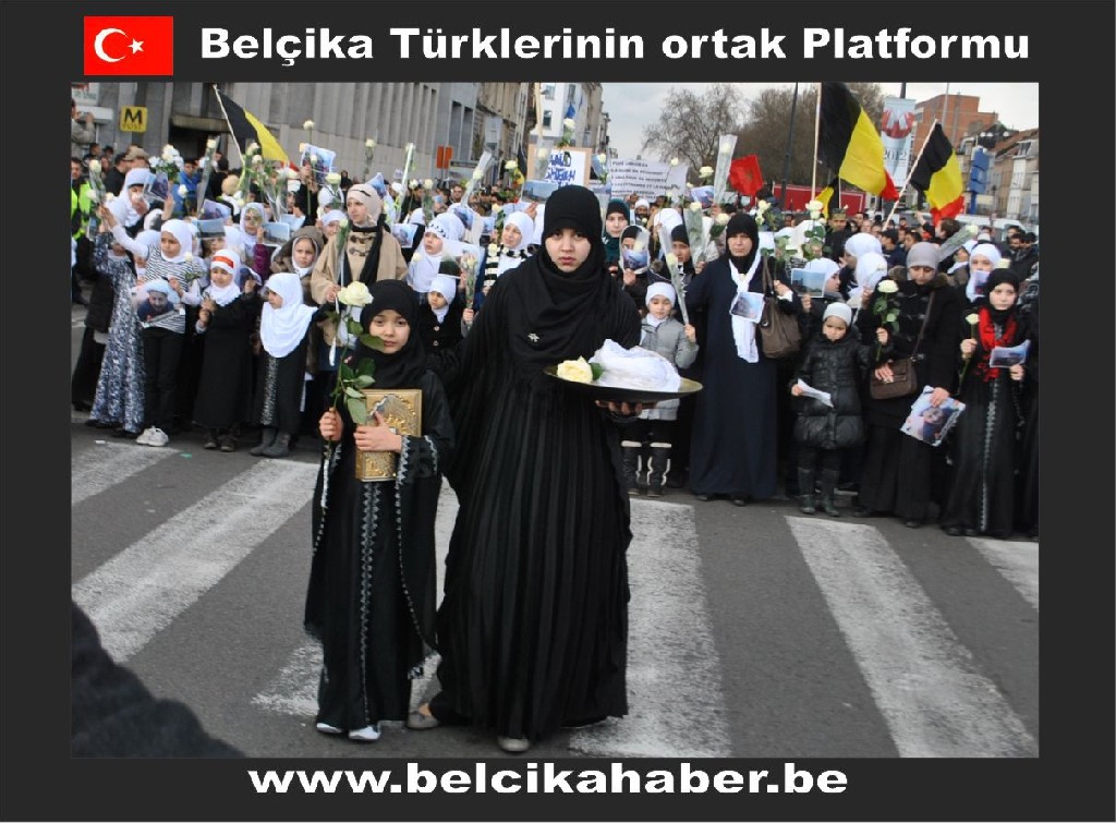 ŞEHİT EDİLEN ŞEYH ABDULLAH'A YÖNELİK SALDIRIYI BRÜKSEL'DE BİNLERCE KİŞİ  KINADI
