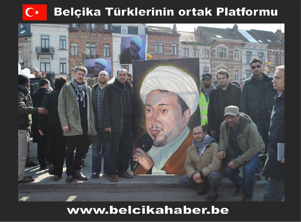 ŞEHİT EDİLEN ŞEYH ABDULLAH'A YÖNELİK SALDIRIYI BRÜKSEL'DE BİNLERCE KİŞİ  KINADI