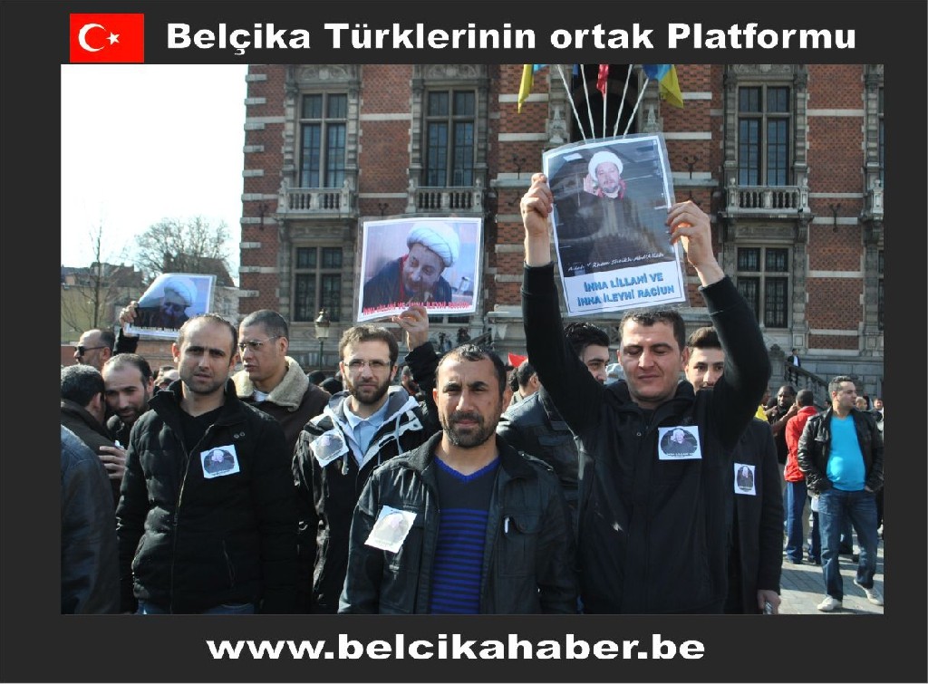 ŞEHİT EDİLEN ŞEYH ABDULLAH'A YÖNELİK SALDIRIYI BRÜKSEL'DE BİNLERCE KİŞİ  KINADI