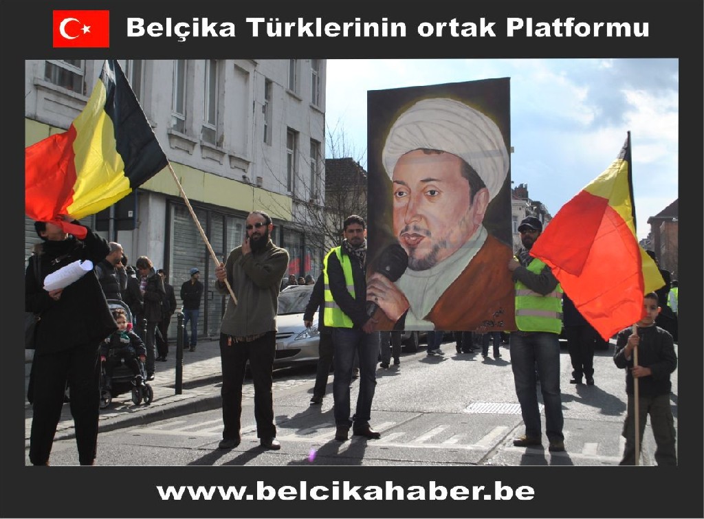 ŞEHİT EDİLEN ŞEYH ABDULLAH'A YÖNELİK SALDIRIYI BRÜKSEL'DE BİNLERCE KİŞİ  KINADI