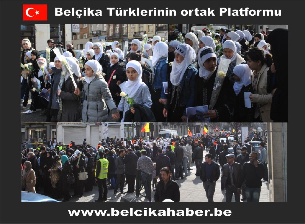 ŞEHİT EDİLEN ŞEYH ABDULLAH'A YÖNELİK SALDIRIYI BRÜKSEL'DE BİNLERCE KİŞİ  KINADI