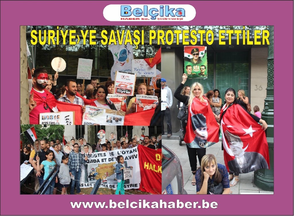 ABD BRÜKSEL BÜYÜKELÇİLİĞİ ÖNÜNDE SURİYE'YE SAVAŞA HAYIR  GÖSTERİSİ DÜZENLENDİ
