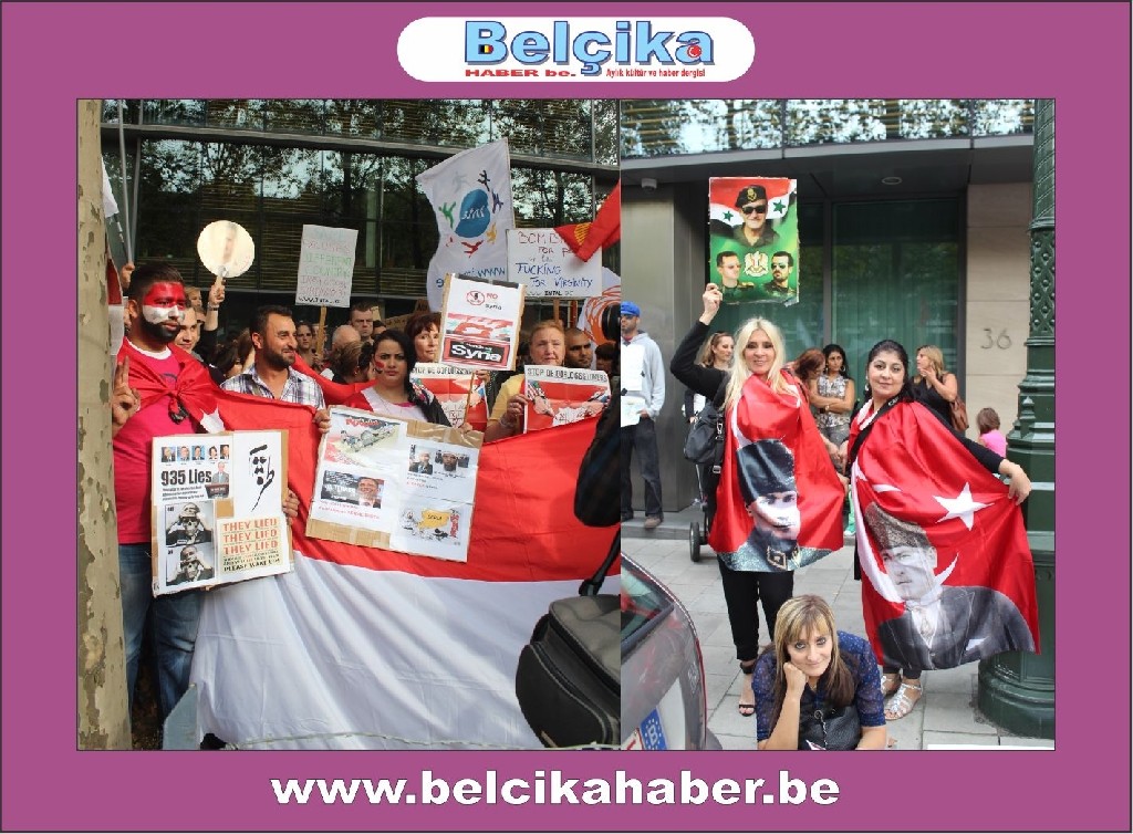 ABD BRÜKSEL BÜYÜKELÇİLİĞİ ÖNÜNDE SURİYE'YE SAVAŞA HAYIR  GÖSTERİSİ DÜZENLENDİ