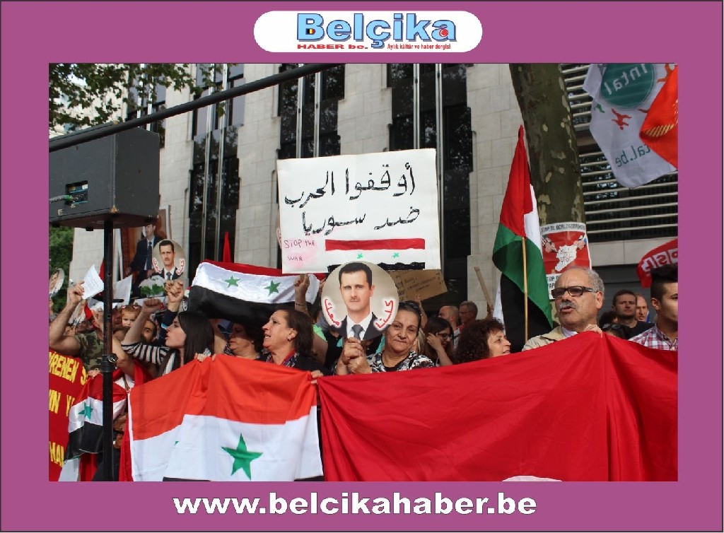 ABD BRÜKSEL BÜYÜKELÇİLİĞİ ÖNÜNDE SURİYE'YE SAVAŞA HAYIR  GÖSTERİSİ DÜZENLENDİ