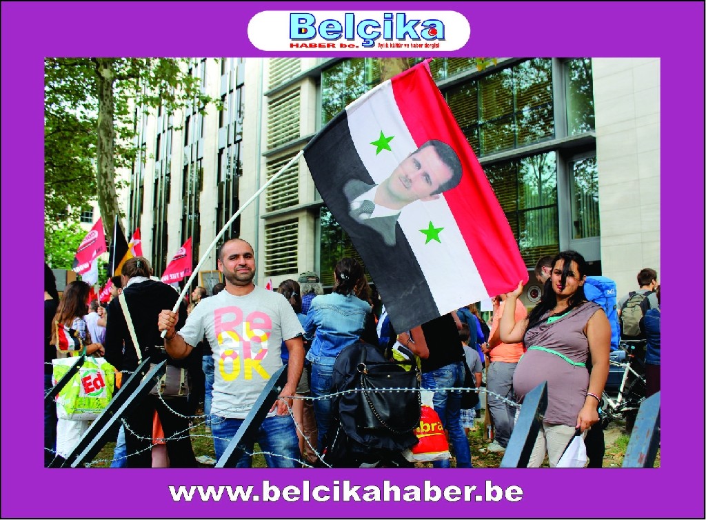 ABD BRÜKSEL BÜYÜKELÇİLİĞİ ÖNÜNDE SURİYE'YE SAVAŞA HAYIR  GÖSTERİSİ DÜZENLENDİ