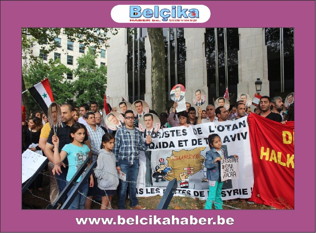 ABD BRÜKSEL BÜYÜKELÇİLİĞİ ÖNÜNDE SURİYE'YE SAVAŞA HAYIR  GÖSTERİSİ DÜZENLENDİ