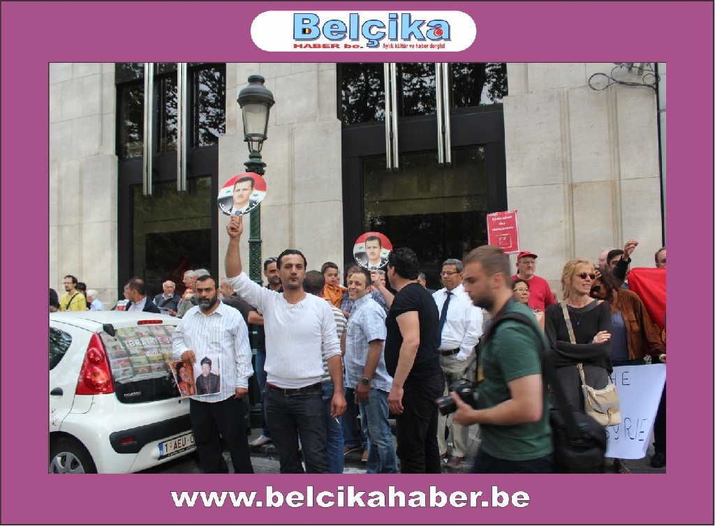 ABD BRÜKSEL BÜYÜKELÇİLİĞİ ÖNÜNDE SURİYE'YE SAVAŞA HAYIR  GÖSTERİSİ DÜZENLENDİ