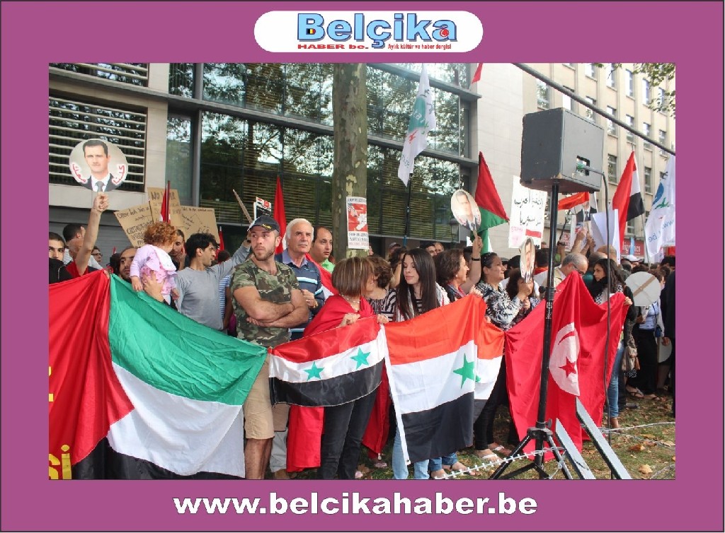 ABD BRÜKSEL BÜYÜKELÇİLİĞİ ÖNÜNDE SURİYE'YE SAVAŞA HAYIR  GÖSTERİSİ DÜZENLENDİ