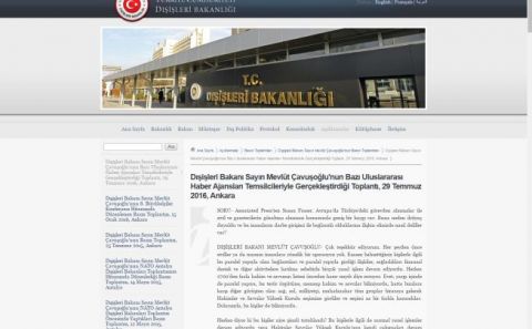 Dışişleri Bakanı Sayın Mevlüt Çavuşoğlu'nun Bazı Uluslararası Haber Ajansları Temsilcileriyle Gerçekleştirdiği Toplantı, 29 Temmuz 2016, Ankara