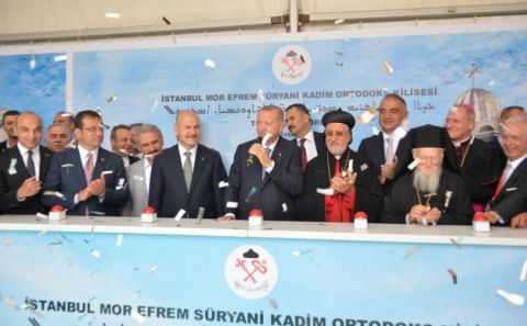 Erdoğan ve Ekrem İmamoğlu 'Mor Efrem Süryani Kadim Ortodoks Kilisesi'nin temelini attı