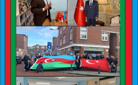 9 KASIM AZERBAYCAN BAYRAK GÜNÜNDE İKİ KARDEŞ ÜLKENİN BAYRAĞINI DALGALANDIRDILAR